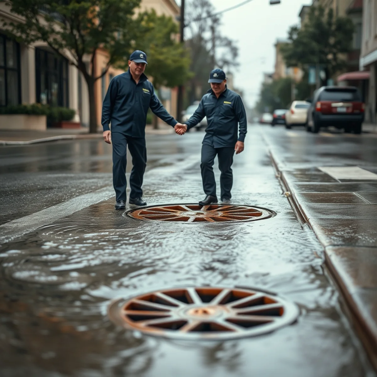 Storm drain at capacity in the flat West Berkeley streets