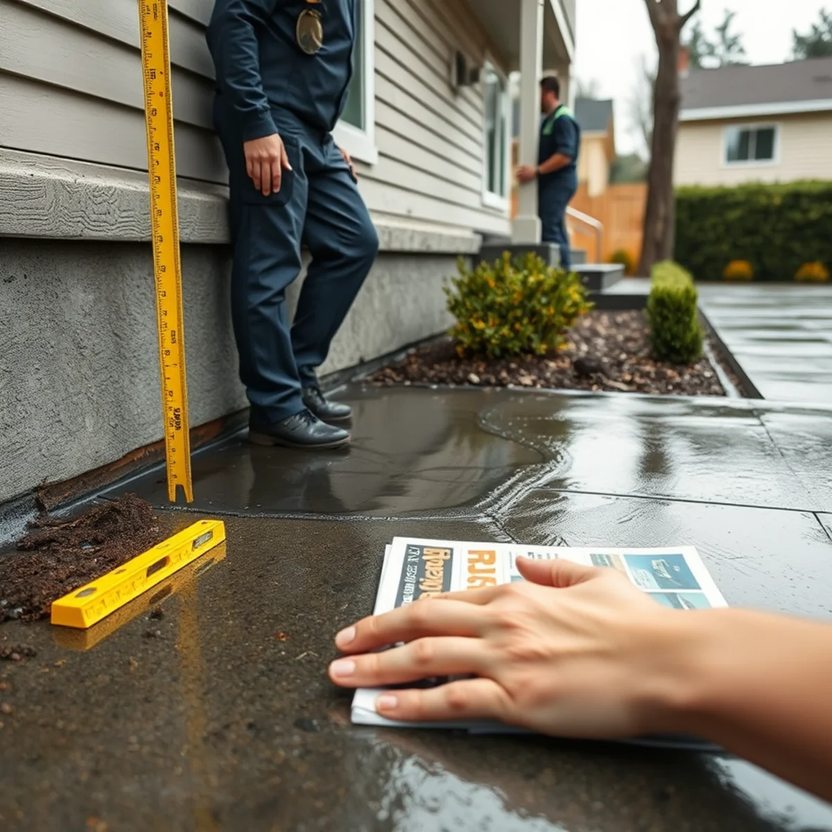 Water pooling against a house foundation showing incorrect grading in Berkeley