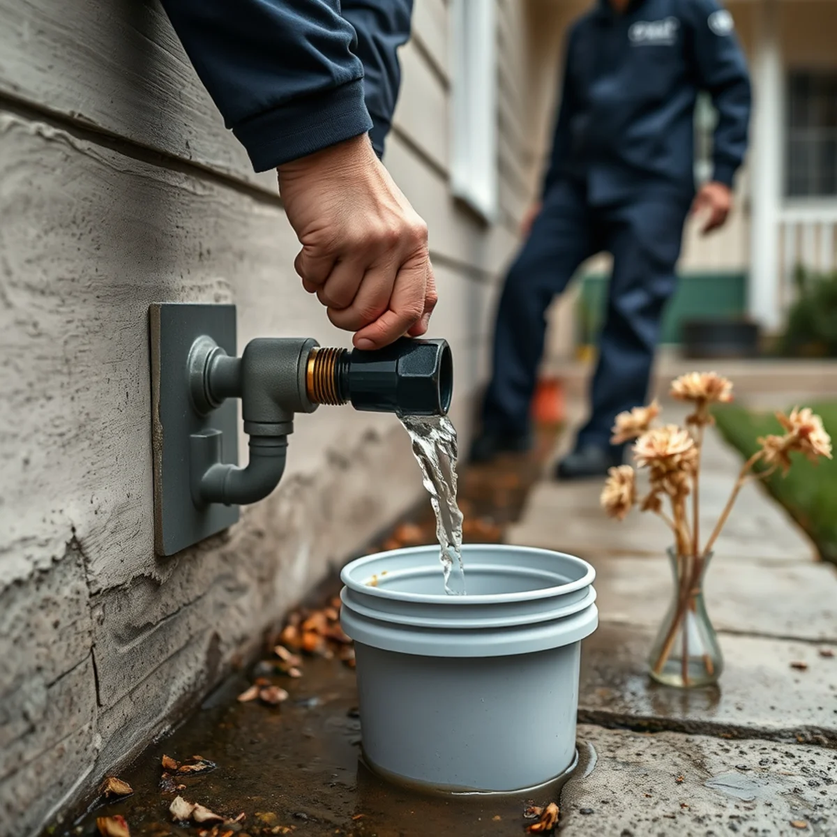 Opening the lowest tap in a Berkeley home to drain residual water from the pipes