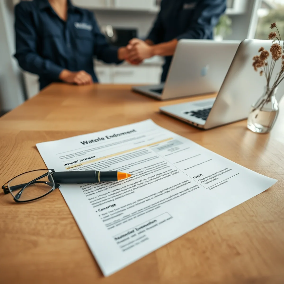 Homeowner reviewing a declarations page for water backup coverage