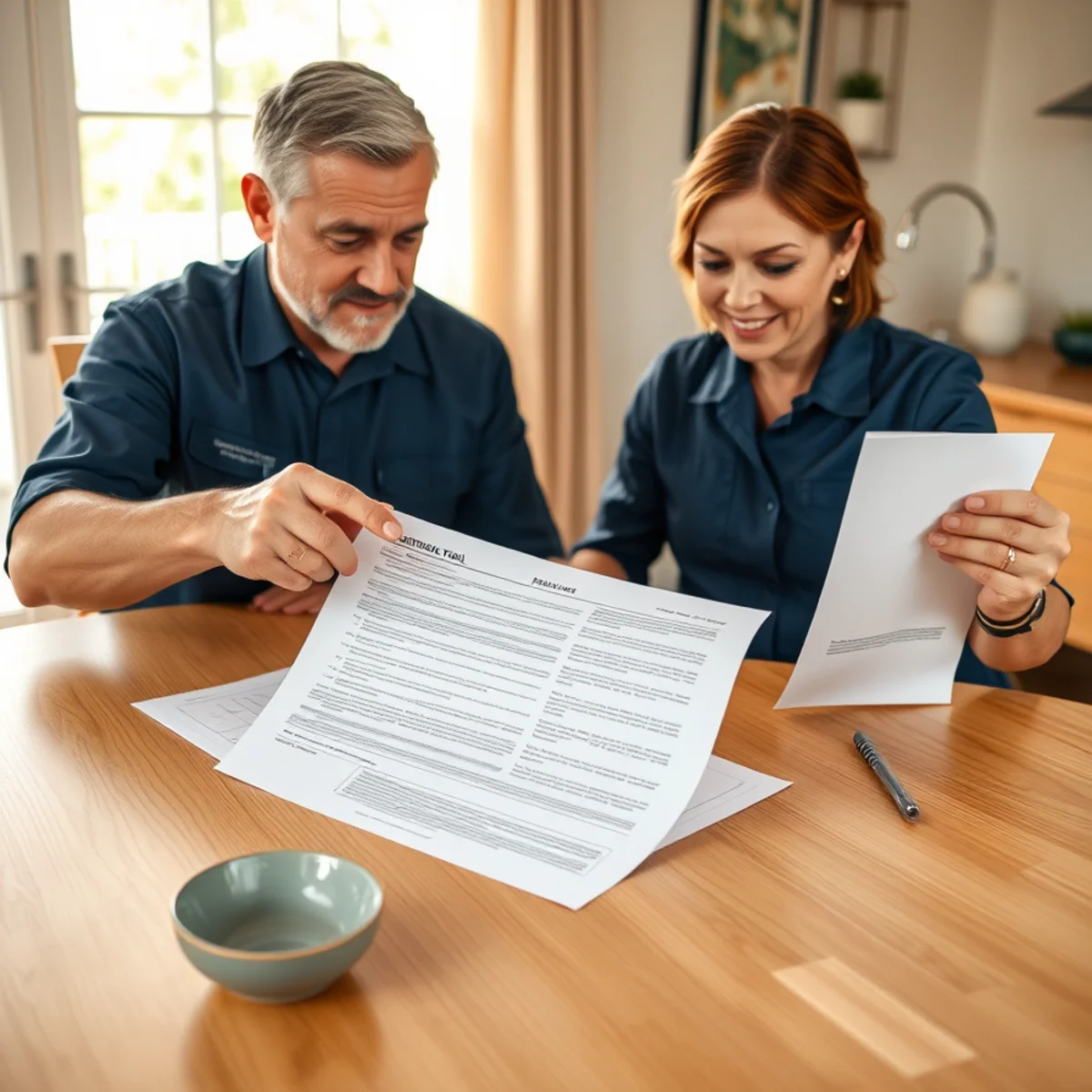 Homeowner and estimator reviewing a denied water damage claim together