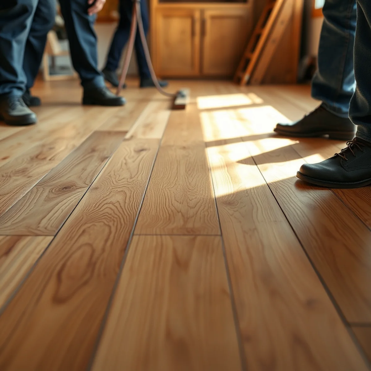 Crowned hardwood floorboards with high centres after premature sanding
