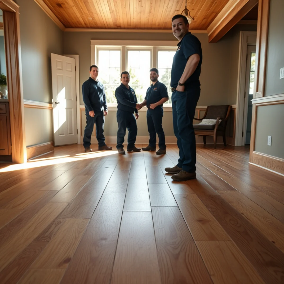 Cupped hardwood floorboards in a Berkeley home after water damage