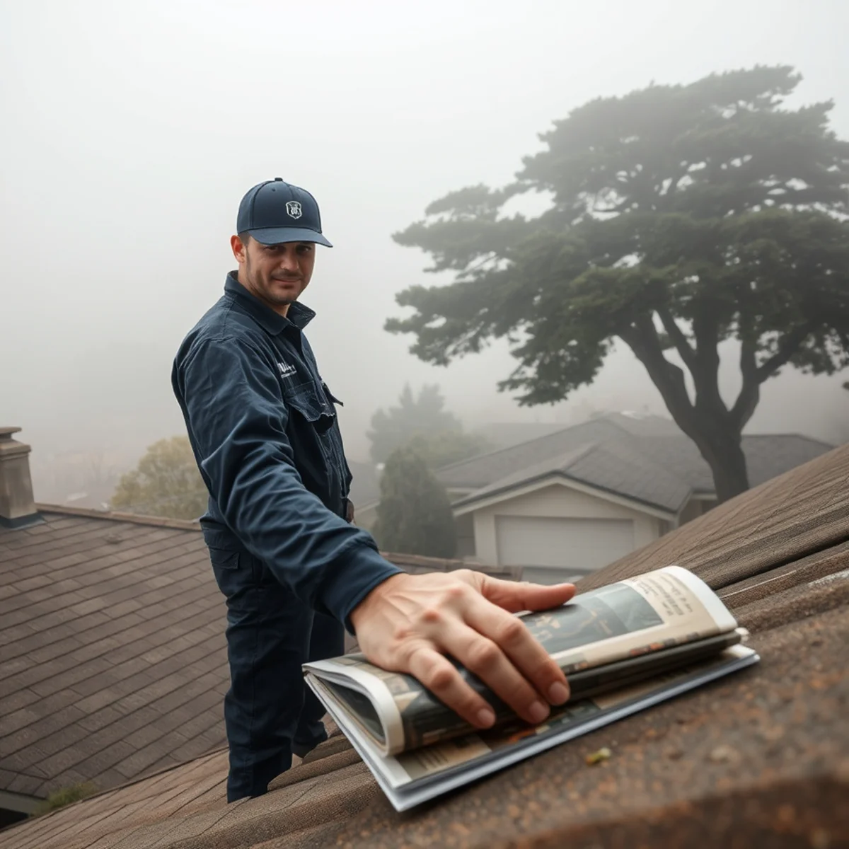 Marine layer fog over Berkeley rooftops keeping outdoor humidity high