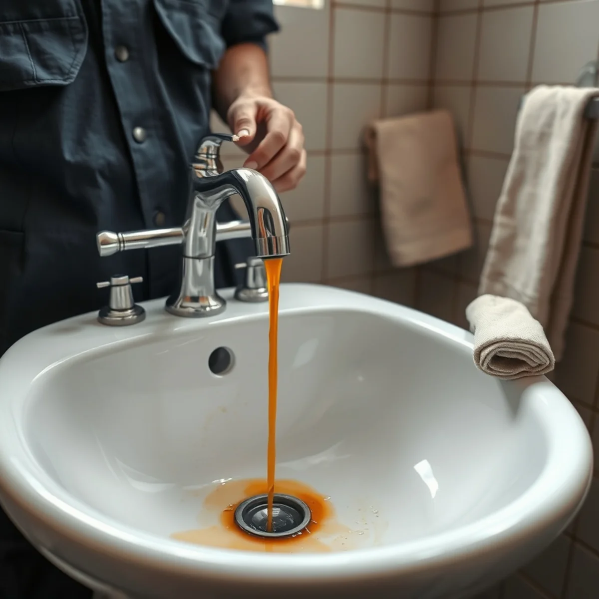Rusty water from a tap and corroded galvanized pipe in an older Berkeley home