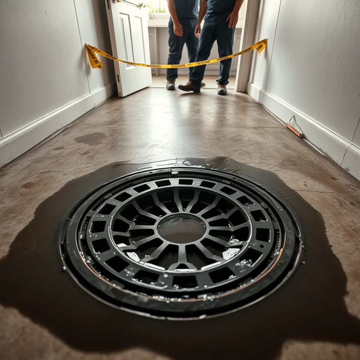 Sewage backing up from a basement floor drain in a Berkeley home