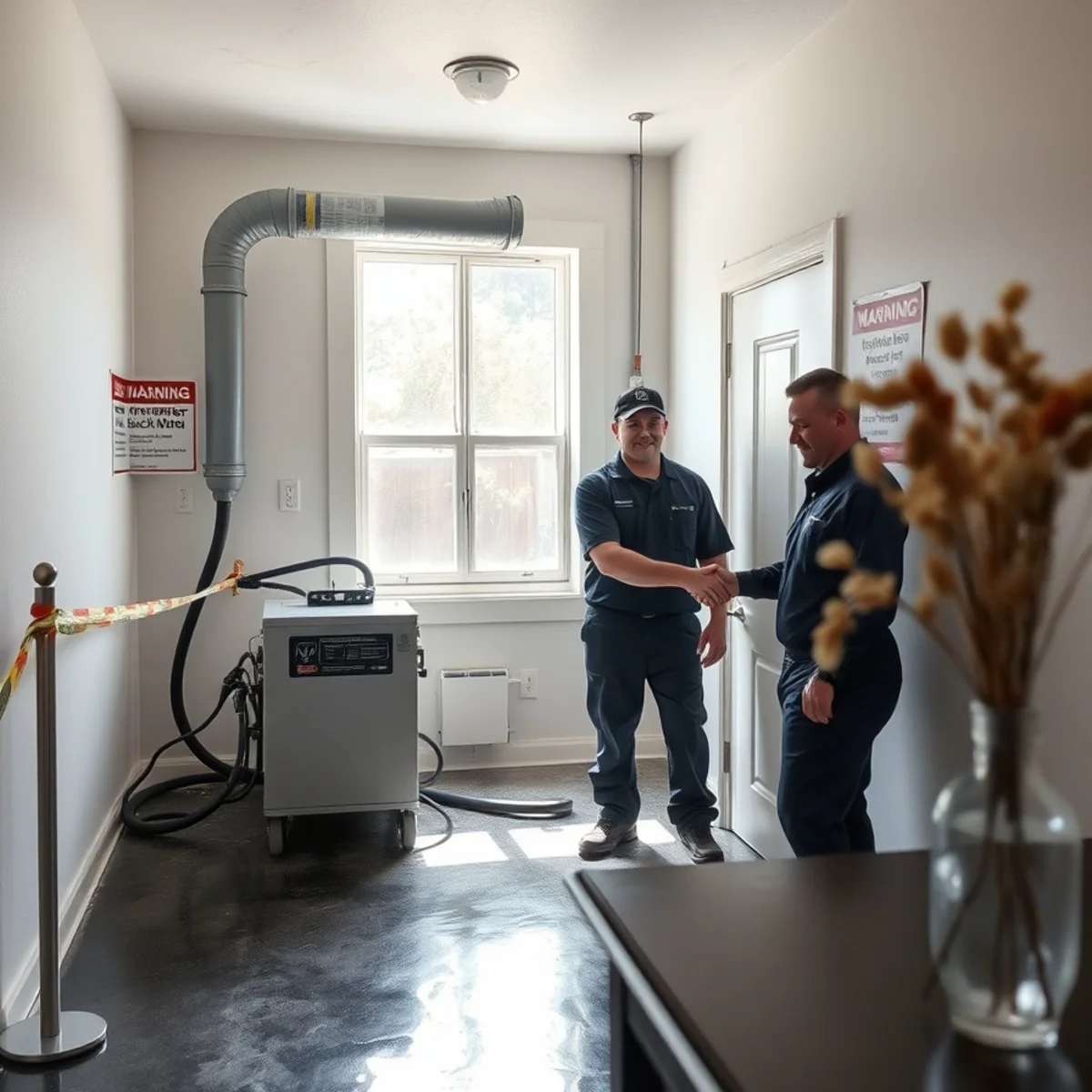 Category 3 water damage contained and cordoned in a Berkeley lower level