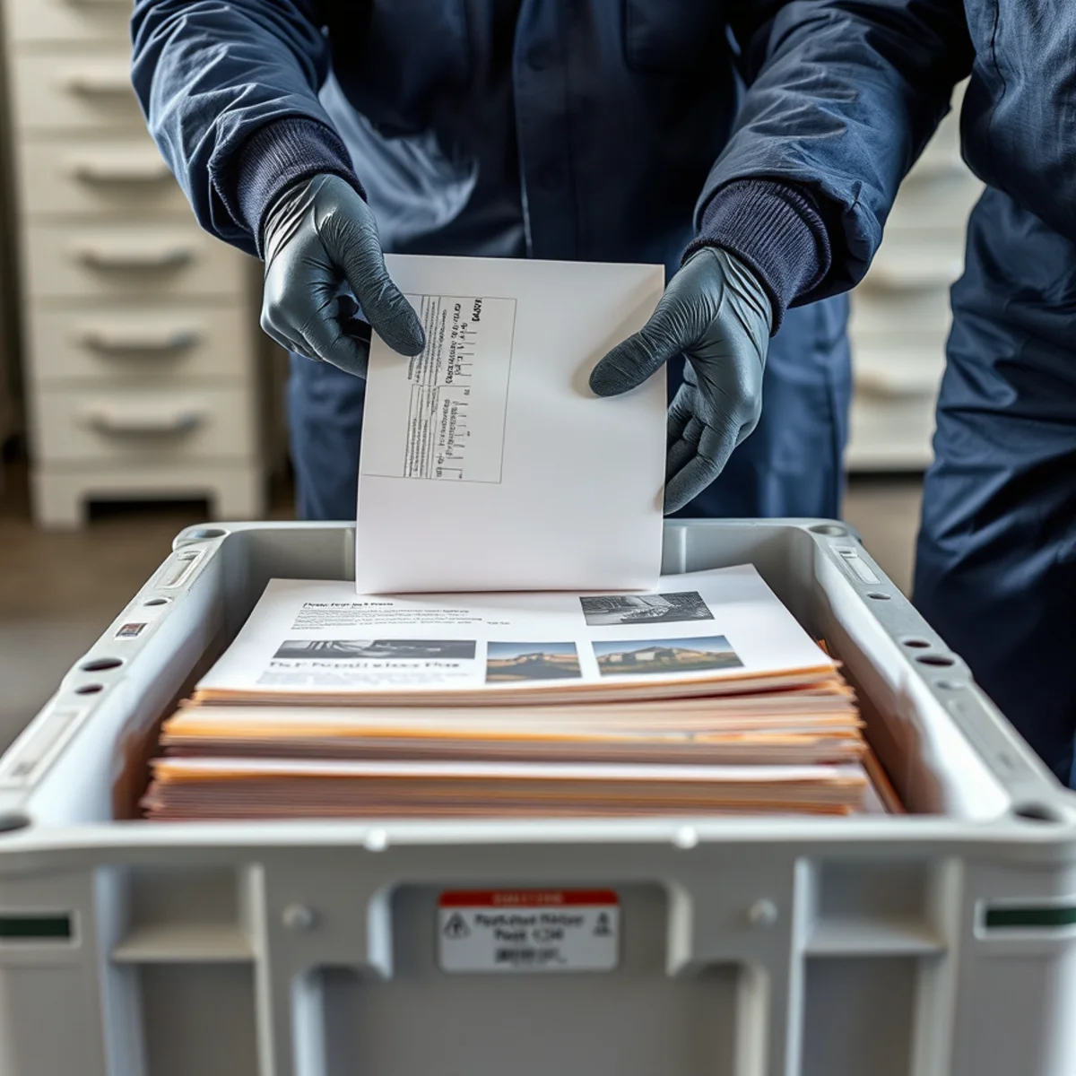 Water damaged documents and photographs being stabilised for freeze-drying in Berkeley