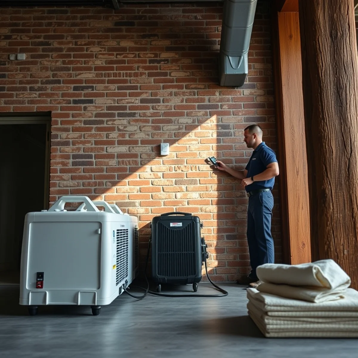 Drying exposed brick and heavy timber in a converted Fourth Street retail space in Berkeley