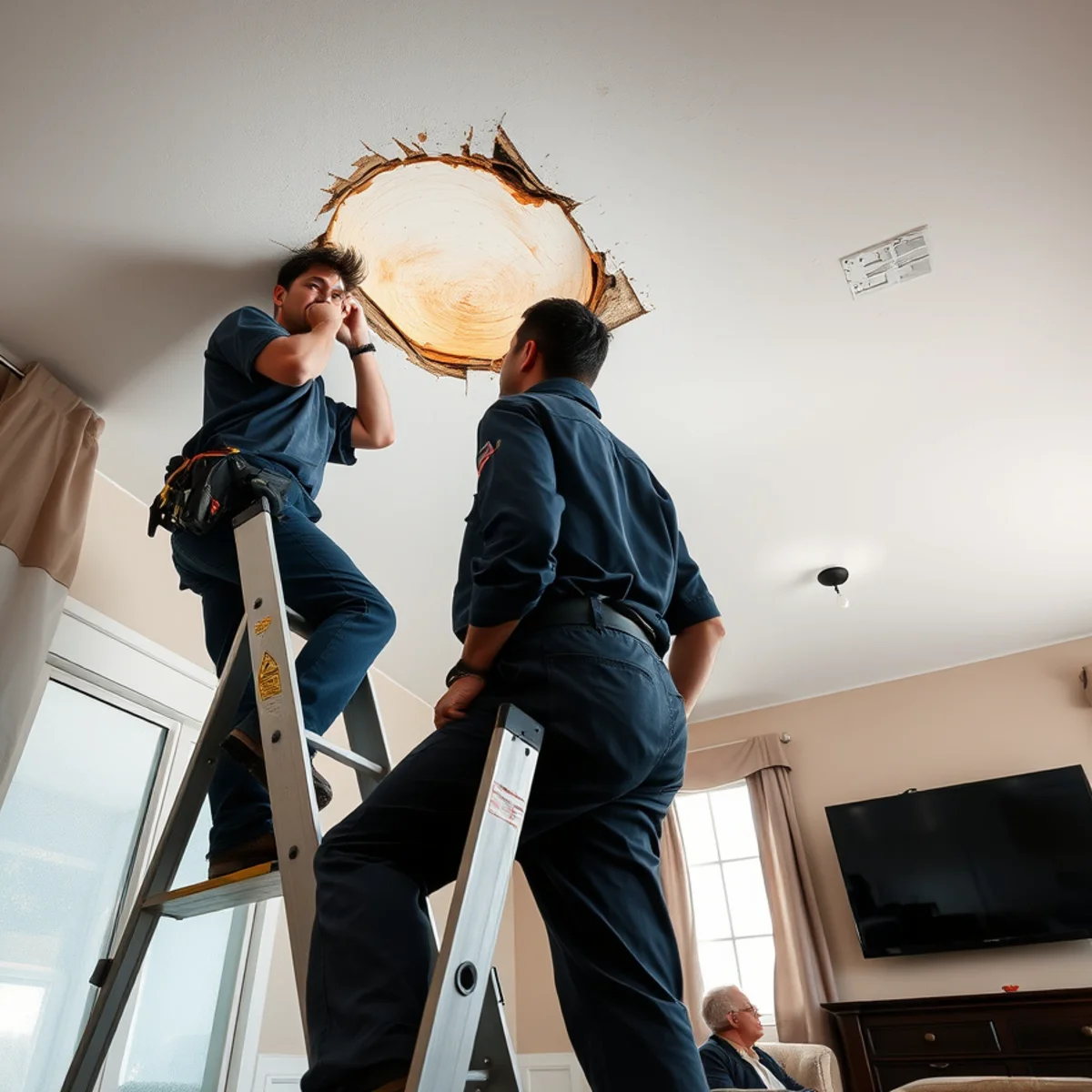 Water damage to a condominium ceiling from an upstairs unit in Walnut Creek, CA