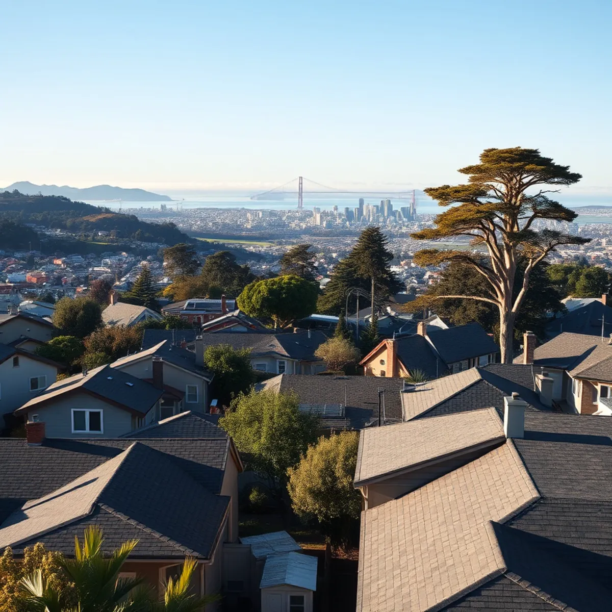 Aerial view of Berkeley and the East Bay hills served by Water Damage Berkeley
