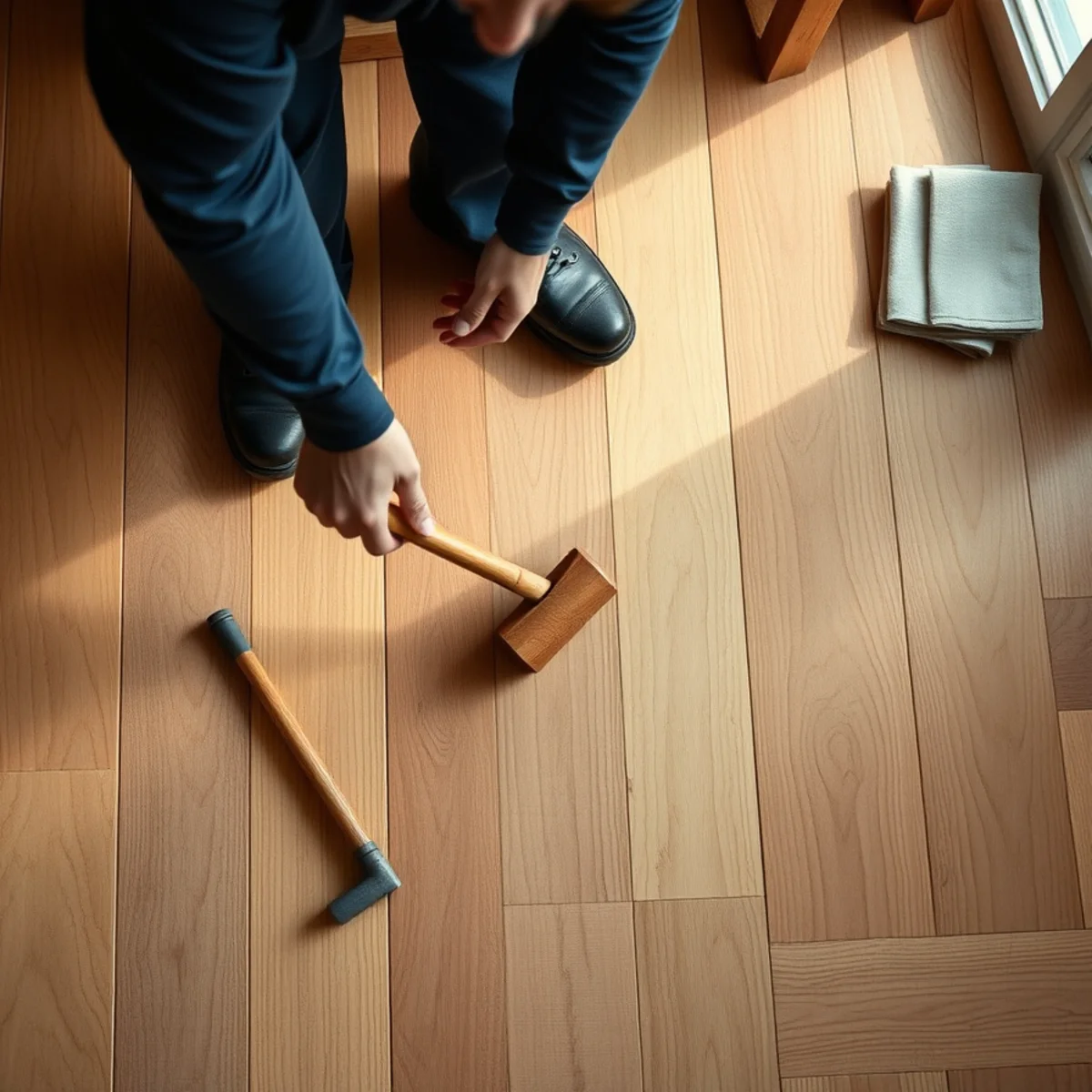 Replacement fir floorboards woven into an existing Berkeley hardwood floor